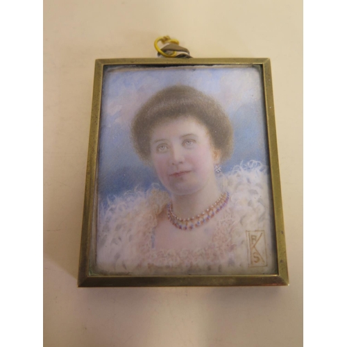 506 - A 19th Century portrait miniature in a square frame, approx 6.4cm x 5cm - in good condition