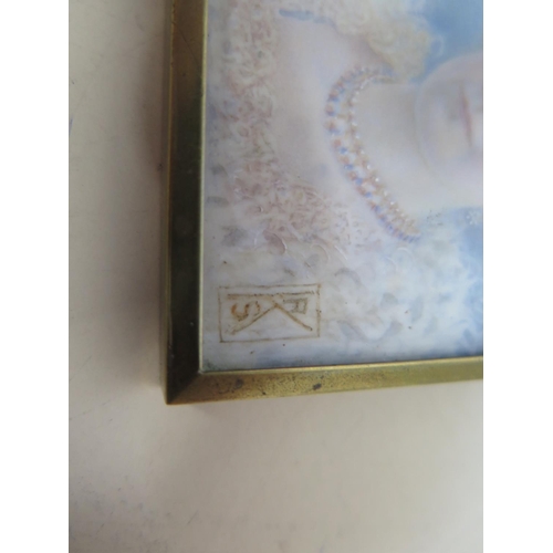 506 - A 19th Century portrait miniature in a square frame, approx 6.4cm x 5cm - in good condition