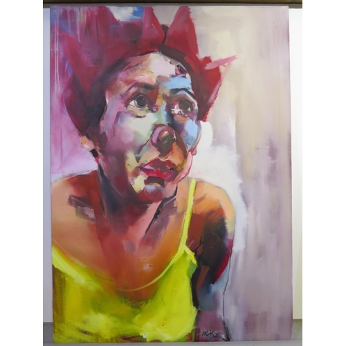 509 - Darren Fraser - oil on canvas, entitled Birthday Girl - 100cm x 70cm - Darren now resides in Spain a... 