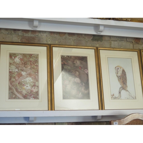 515 - A set of eleven framed and ten unframed nature prints of birds, a squirrel, crab, lobster, mice, and... 