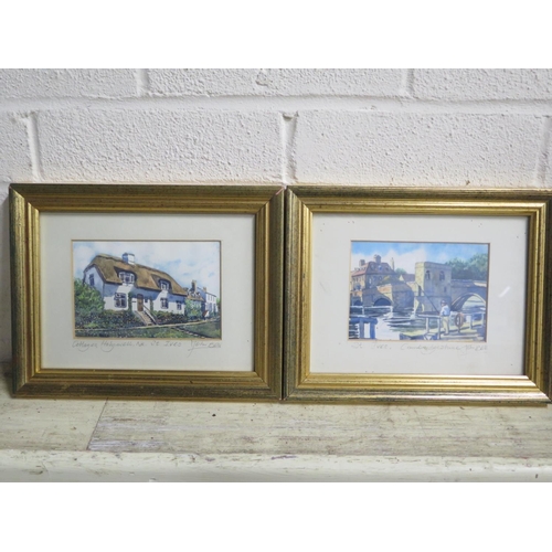 521 - Two small prints in gilt frames, St Ives Cambridgeshire, and Holywell near St Ives - John Bell frame... 