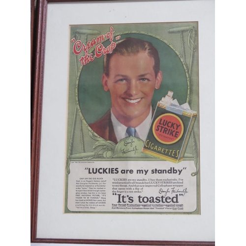 522 - Three framed advertisements Tyrone Power, Douglas Fairbanks and Bing Crosby, frame sizes 35cm x 28cm