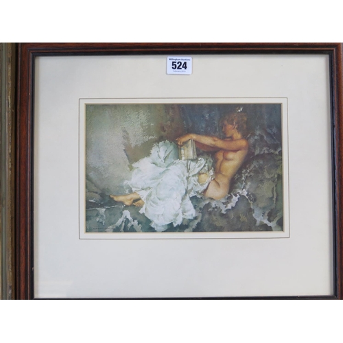 524 - Two Russell Flint colour prints, each depicting a reclining female nude, largest overall size 36cm x... 