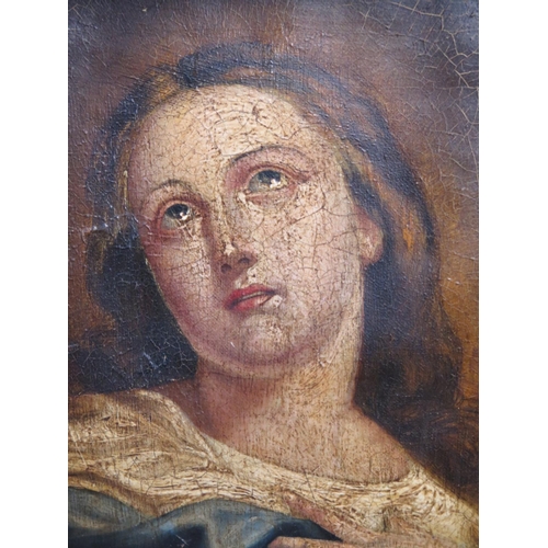 525 - A portrait of the Madonna, oil on canvas, unsigned, good furnishing piece - approx 45cm x 42cm overa... 