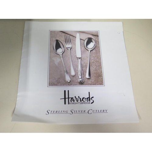 552 - A fine Harrods canteen of silver Kings pattern flatware, for eight servings, together with a boxed H... 