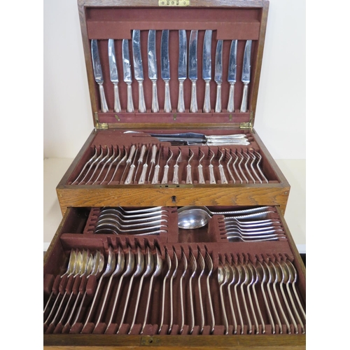 588 - A canteen of plated flatware, with engraved L to each handle, in good condition but with some wear