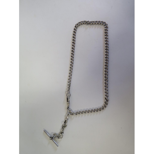 591 - A silver Albert chain approx 1.1 troy oz, some general wear and a broken loop