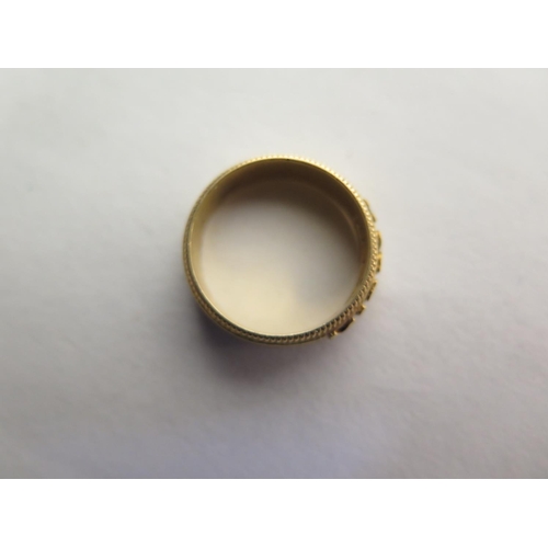 658 - An 18ct hallmarked yellow gold Mizpah ring, size L/M, approx 5.2 grams, some small usage scratches b... 