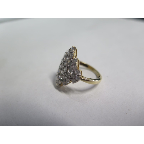 677 - A 9ct diamond cluster ring, size J, approx 2.5 grams, diamonds bright, good condition