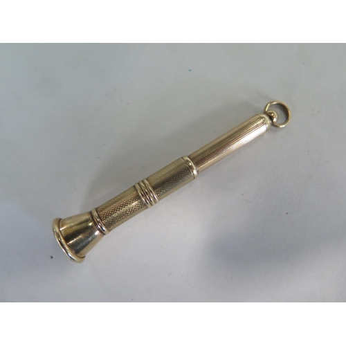 693 - A 9ct yellow gold sprung cigar prick, 7cm long, approx 8.3 grams, in good condition