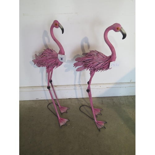 80 - A pair of outdoor flamingos - H75cm