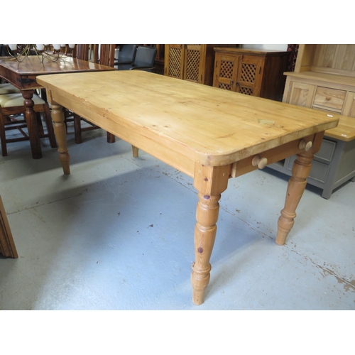 82 - A modern pine kitchen table with two end drawers - 183cm x 93cm