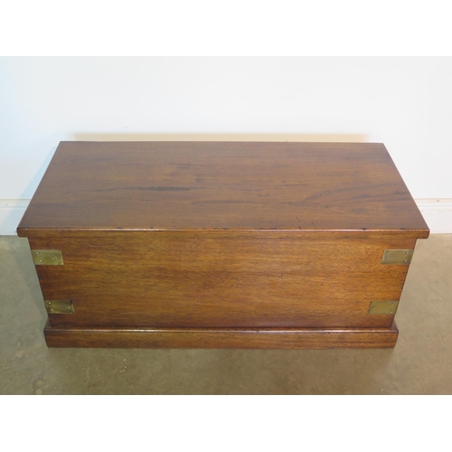 97 - A new iroko wood blanket chest with metal fittings, made by a local craftsman to a high standard - H... 