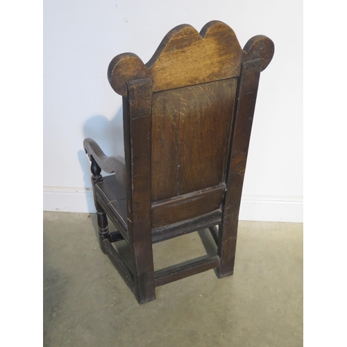 256 - An oak Wainscott chair possibly 18th Century - 106cm tall x 56cm wide x 56cm deep - with good patina