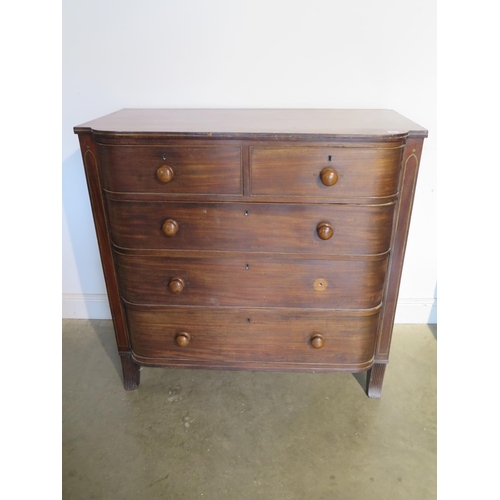 280 - A Regency mahogany brass inlaid chest with two short over three long drawers in generally good order... 