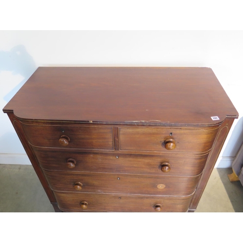 280 - A Regency mahogany brass inlaid chest with two short over three long drawers in generally good order... 