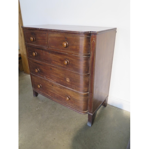 280 - A Regency mahogany brass inlaid chest with two short over three long drawers in generally good order... 