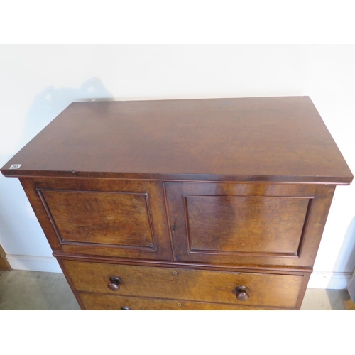 281 - A Victorian walnut cabinet chest with two cupboard doors above three drawers - 130cm H x 99cm x 53cm