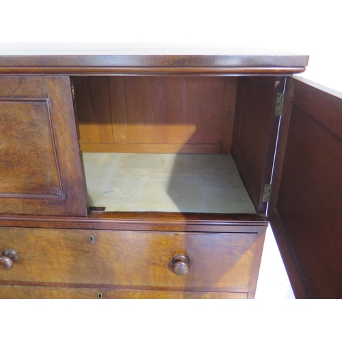 281 - A Victorian walnut cabinet chest with two cupboard doors above three drawers - 130cm H x 99cm x 53cm