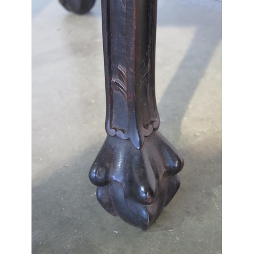 292 - A tall Oriental carved hardwood marble top jardiniere stand with under tier, with good colour and in... 