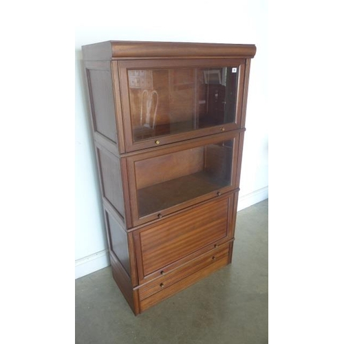 54 - A Globe Wernicke style mahogany four tier bookcase, the lower tier a frieze drawer, approx 80cm W x ... 