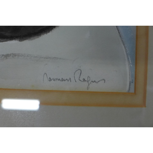 547 - Norman Rogers, ARCA, circa 1940/50s - a group of three framed watercolour and charcoal drawings of s... 