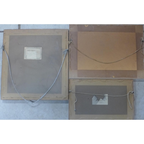 547 - Norman Rogers, ARCA, circa 1940/50s - a group of three framed watercolour and charcoal drawings of s... 