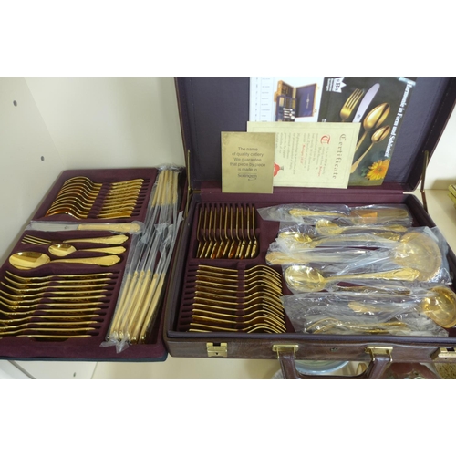 4 - A SBS Bestecke Solingen gold plated twelve setting canteen of cutlery in fitted case, in unused cond... 