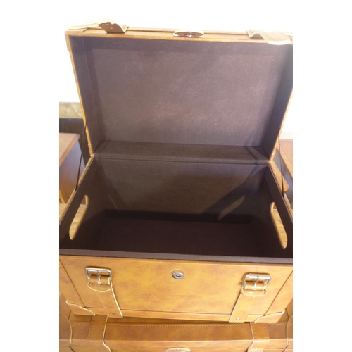 34 - Two leather effect storage boxes, largest 33x51x33 cm