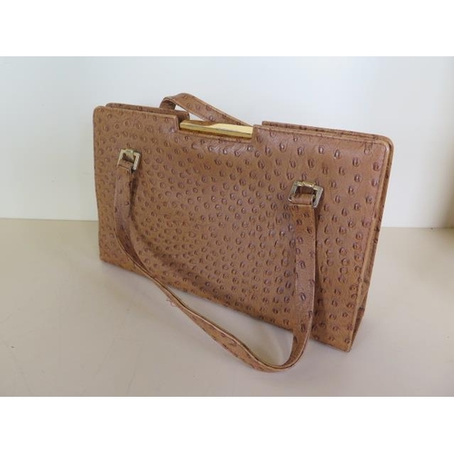 1239 - An ostrich skin handbag, 32cm wide, some wear, generally good condition