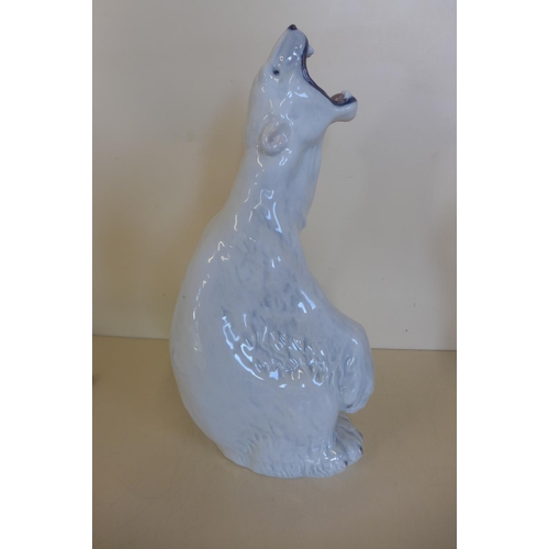 1253 - A Royal Copenhagen China Polar Bear Roaring, Large reference No 060 - designer Peter Herold, height ... 