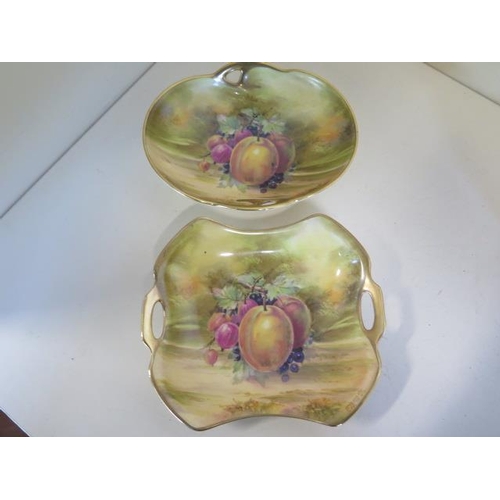 1275 - Two Royal Worcester blush pieces, a jug and small lidded pot, two Royal Winton pin dishes in the Wor... 