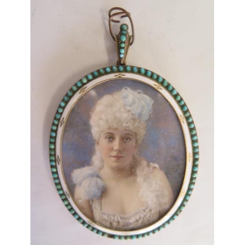 1280 - A very good quality 19th century miniature portrait of a young woman, probably French in origin, wat... 