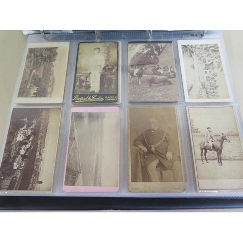 1373 - A post card album with collection of 216 carte de visites, includes military and views