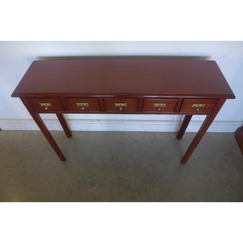 18 - A mahogany five drawer hall table, made by a local craftsman to a high standard, 77cm H x 107cm x 30... 