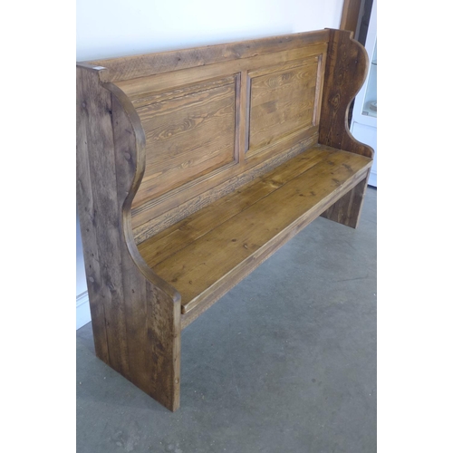 22 - A rustic pine pew, 109cm H x 169cm x 42cm