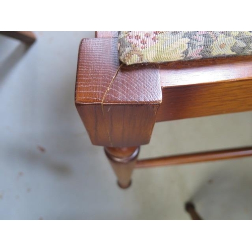 62 - A mahogany effect 19th century style pullout dining table with one leaf and six ladder back dining c... 