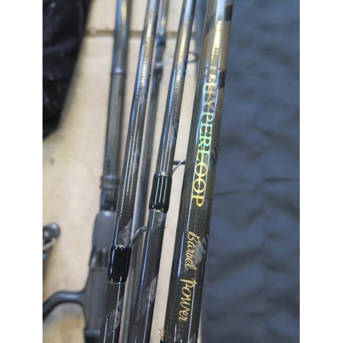 Fishing rods and reels to include JW Young 13ft Trotter, Shimano