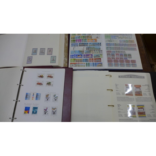 1007 - Commonwealth and Channel Islands stamp collection in 4 albums/stock-books including MNH railway them... 