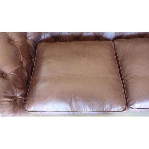 13 - Alexander and James Brixton chesterfield 3-seater leather sofa in brown. Furniture Village sale pric... 
