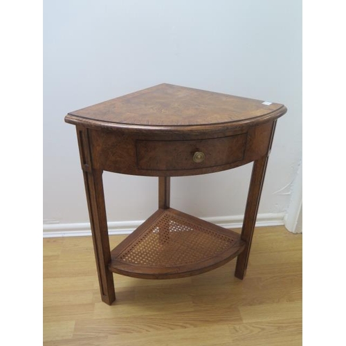 14A - A Frank Hudson burr wood corner side table - Height 73cm x Width 63cm