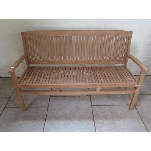 1 - A good quality teak bench boxed 150cm wide