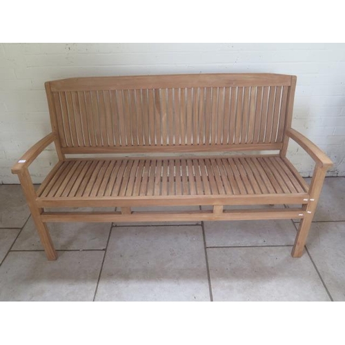 2 - A good quality teak bench boxed 150cm wide