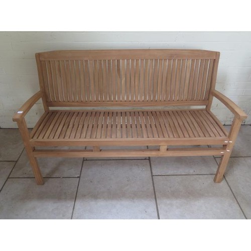 14 - A good quality teak bench 150cm wide - boxed