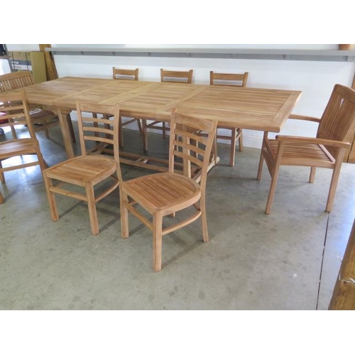 27 - New boxed teak. Extending dining table with 2 fold out leaves. Extends from 186 cm to 297 cm x 110 c... 