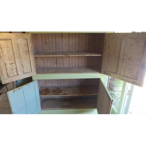 51 - A 19th century painted pine cupboard with four panelled cupboard doors - ideal for freestanding kitc... 