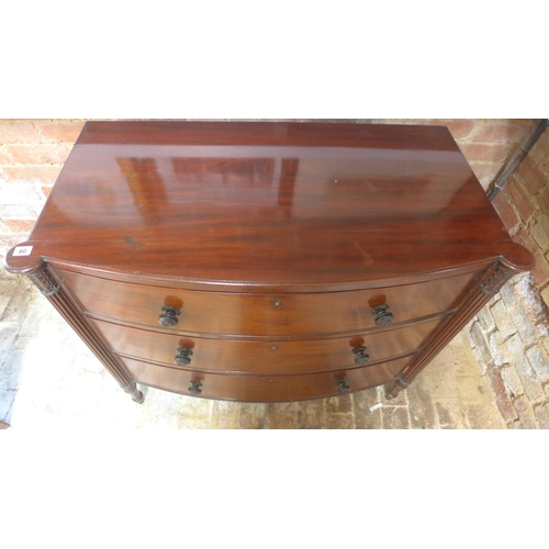 60 - A good quality 19th century mahogany 3 drawer bowfronted chest, stamped J. Davis & Co Ltd 252 - 256 ... 