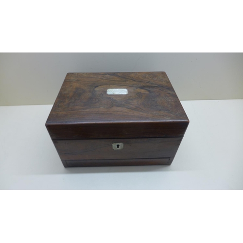 67 - A rosewood work/sewing box & contents