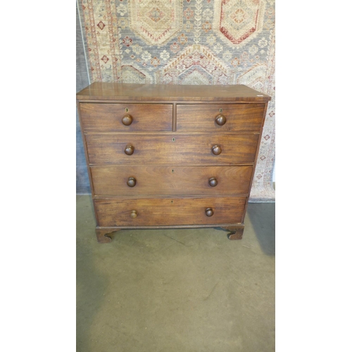 71 - A 19th century mahogany 5 drawer chest of drawers on bracket feet. 100cm wide, 99cm height, 47cm dee... 