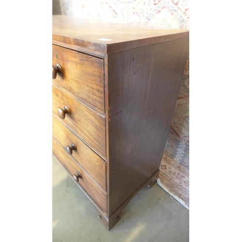 71 - A 19th century mahogany 5 drawer chest of drawers on bracket feet. 100cm wide, 99cm height, 47cm dee... 